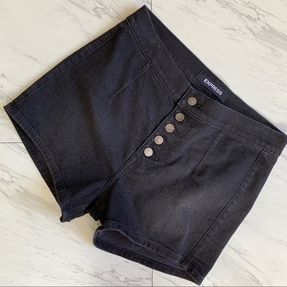 Express Pants - Express | High Rise Shortie Black Denim Shorts 8